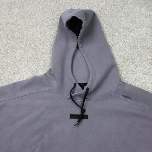 UNRL Hoodie Mens XL Gray Performance Stretch Hooded Sweatshirt Pullover - Picture 3 of 11